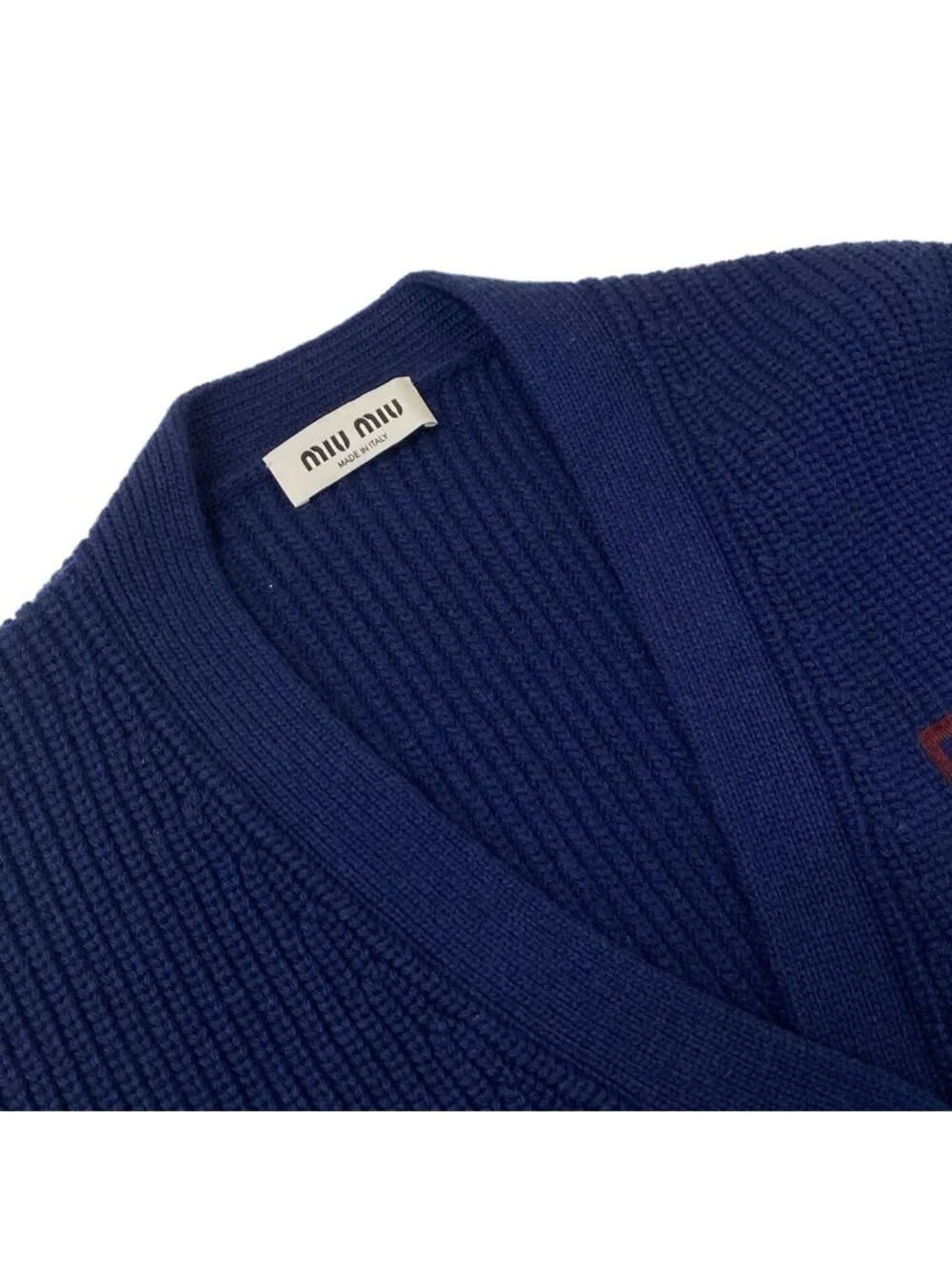 Miu Miu Cardigan S Navy Ivory Wool